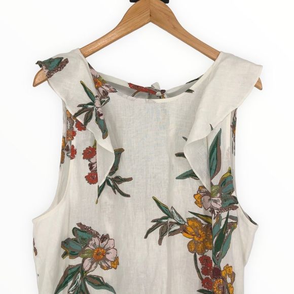 Free People Summer in Tulum Cream Floral Bow Tie Back Printed Top size Medium - Picture 4 of 14